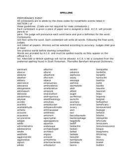SPELLING PERFORMANCE EVENT All contestants are to abide by