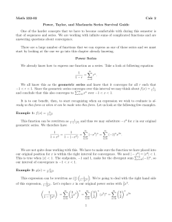 Power, Taylor, and Maclaurin Series Survival Guide