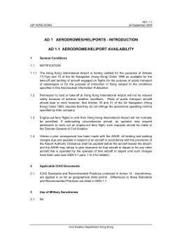AD 1.1 Aerodrome/Heliport Availability