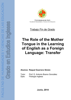 The Role of the Mother Tongue in the Learning of English as