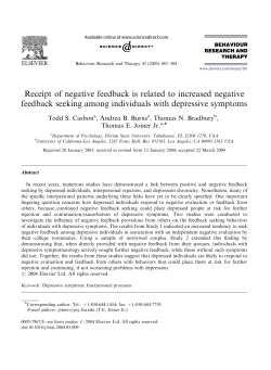 Receipt of negative feedback is related to increased negative