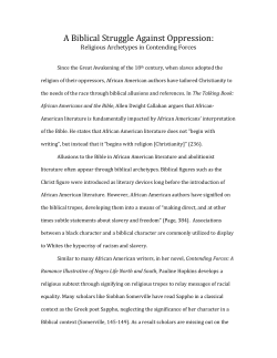A Biblical Struggle Against Oppression: