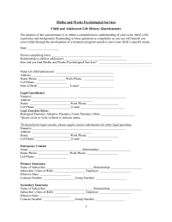Child and Adolescent History and Health Form