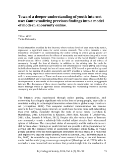 Toward a deeper understanding of youth Internet use