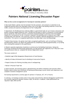 National Painters Licensing Discussion Paper