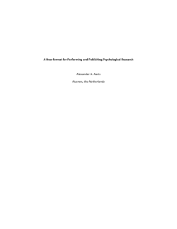 A New format for Performing and Publishing Psychological
