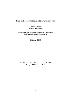 Issues on the policy to implement innovative networks Carlo
