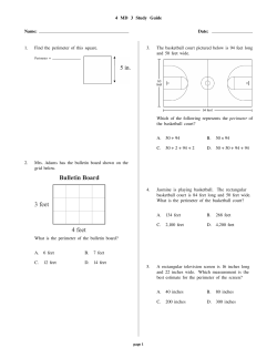4 MD 3 Study Guide Name: Date: 1. Find the perimeter of this square