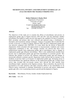 1 MICROFINANCE, POVERTY AND EMPLOYMENT GENDER GAP