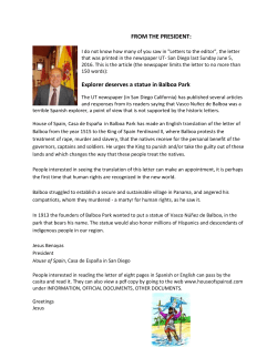 FROM THE PRESIDENT: Explorer deserves a statue in Balboa Park