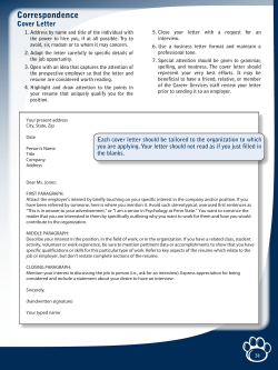 Cover Letter Writing - Penn State Student Affairs