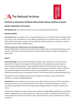 Archivist as Interpreter speaker biographies and summaries