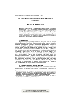 The Function of Stylistic Features in Political Discourse