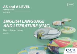 OCR A Level English Language and Literature Delivery Guide
