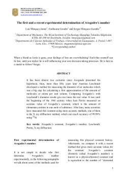 The first and a recent experimental determination of Avogadro`s