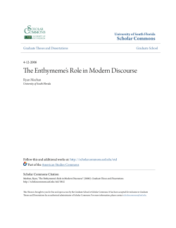 The Enthymeme`s Role in Modern Discourse