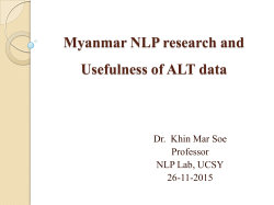 Myanmar NLP research and Usefulness of ALT data