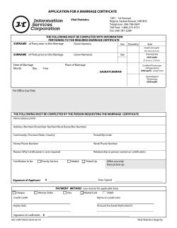 APPLICATION FOR A MARRIAGE CERTIFICATE