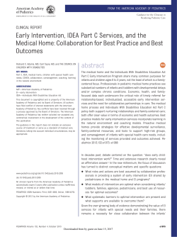Early Intervention, IDEA Part C Services, and the
