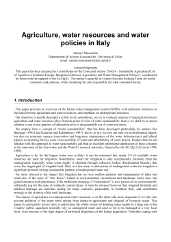 Agriculture, water resources and water policies in Italy