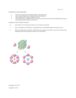SN-‐1-‐7-‐13 PROPERTIES OF IONIC COMPOUNDS 1. Most ionic