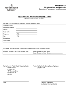 Not For Profit Moose Licence Application