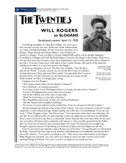Will Rogers on Slogans, syndicated column, April