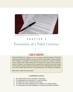 CHAPTER 3: Formation of a Valid Contract
