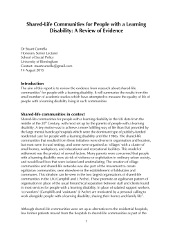 Shared-Life Communities for People with a Learning Disability: A