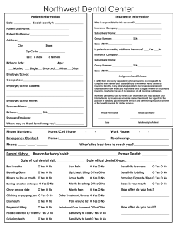 Northwest Dental Center Form
