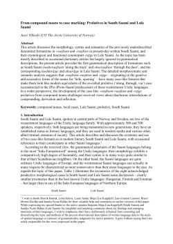 From compound nouns to case marking: Prolatives in - Munin