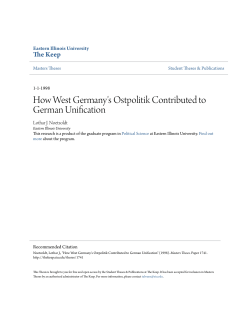 How West Germany`s Ostpolitik Contributed to German Unification