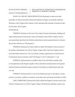 state oe west virginia ) declaration of snowcrest condominium