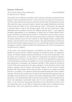 Summary of Research The Stereochemistry of Chemical Reactions