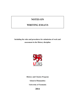 NOTES ON WRITING ESSAYS - University of Tasmania