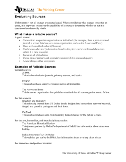 Evaluating Sources - The University of Texas at Dallas