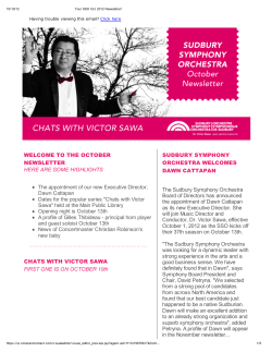October 2012 Newsletter - Sudbury Symphony Orchestra