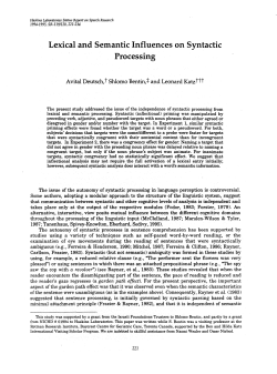 Lexical and Semantic Influences on Syntactic Processing