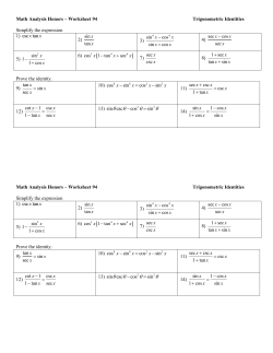 Worksheet 94 - Trigonometric Identities