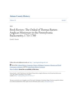 Book Review: The Ordeal of Thomas Barton: Anglican Missionary in
