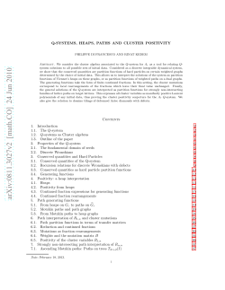 Q-systems, Heaps, Paths and Cluster Positivity