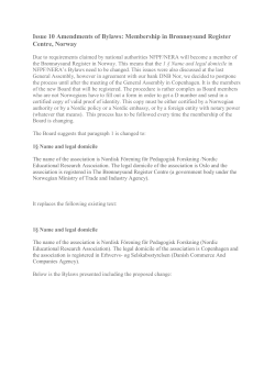 Issue 10 Amendments of Bylaws: Membership in Br&oslash;nn&oslash;ysund