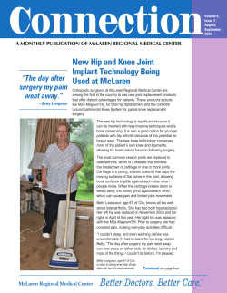 New Hip and Knee Joint Implant Technology Being Used at McLaren