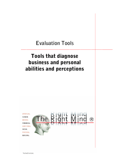Evaluation Tools Tools that diagnose business and personal