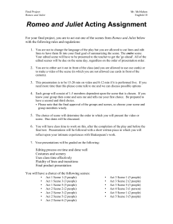 Romeo and Juliet Acting Assignment