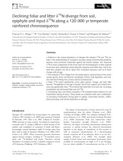 Declining foliar and litter 15N diverge from soil, epiphyte and input