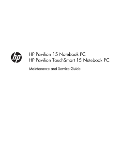HP Pavilion 15 Notebook PC HP Pavilion TouchSmart 15 Notebook