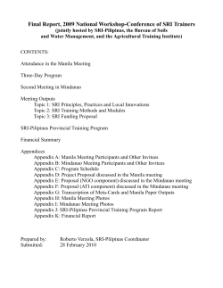 Final Report, 2009 National Workshop