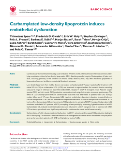 Carbamylated low-density lipoprotein induces endothelial dysfunction