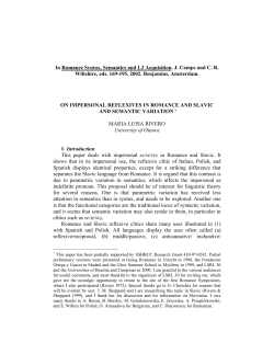 on impersonal reflexives in romance and slavic